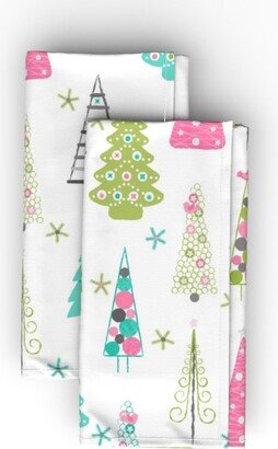 Cloth Napkins: Modern Scandinavian Trees - Multi Cloth Napkin, Longleaf Sateen Grand, Multicolor