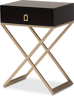 1 Drawer Patricia Brass Tone Metal Nightstand