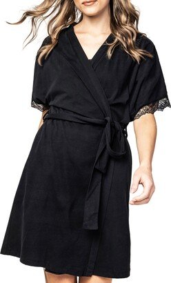 Lace Trim Cotton Jersey Robe