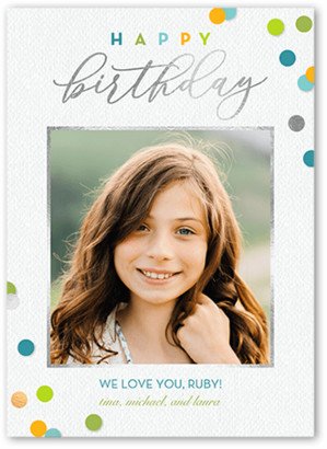 Birthday Cards: Confetti Birthday Birthday Card, Blue, 5X7, Matte, Signature Smooth Cardstock, Square