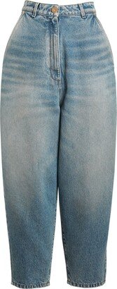 Denim wide high waist tapered jeans