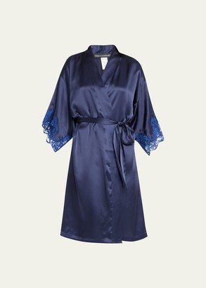 Splendeur Lace-Trim Silk-Blend Robe