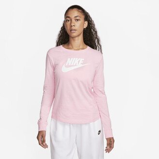 Women's Sportswear Essentials Long-Sleeve Logo T-Shirt in Pink