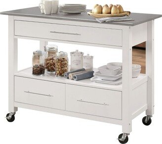 Ottawa Kitchen Island Stainless Steel and White