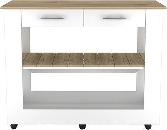 IGEMAN Rolling Kitchen Island Cart with 2-Drawers and 2-Spacious Storage Shelf