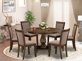 Dining Set - Pedestal Dinette Table and Kitchen Chairs with High Back