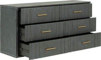 63 Dark Grey Solid And Manufactured Wood Six Drawer Standard Dresser