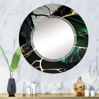 Designart 'Abstract Geode Gold II' Printed Abstract Marble Wall Mirror