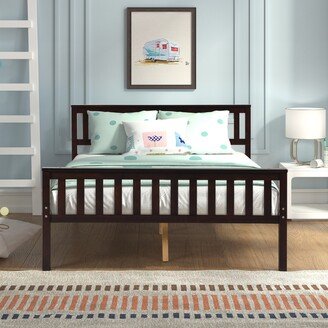 Full Size Wood Platform Bed with Headboard