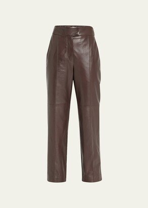 Nappa Leather Straight-Leg Trousers-AA