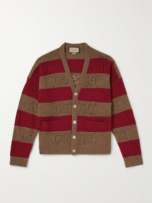 Striped Pointelle-Knit Wool Cardigan