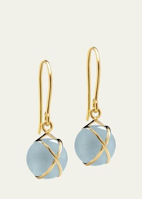 L. Klein Prisma 18k Gold Drop Earrings with Aquamarine