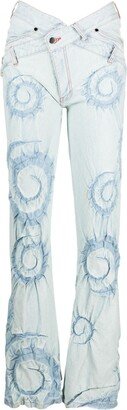Masha Popova Swirl-Print Straight-Leg Jeans