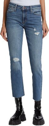 Lara Mid Rise Distressed Skinny Ankle Jeans