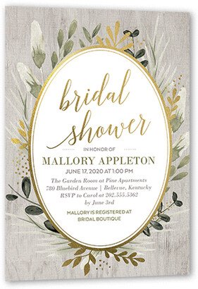 Bridal Shower Invitations: Bountiful Greenery Bridal Shower Invitation, Gold Foil, Grey, 5X7, Matte, Signature Smooth Cardstock, Square