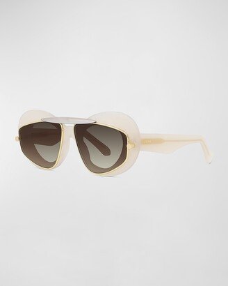 Men's Wing Double-Frame Geometric Sunglasses