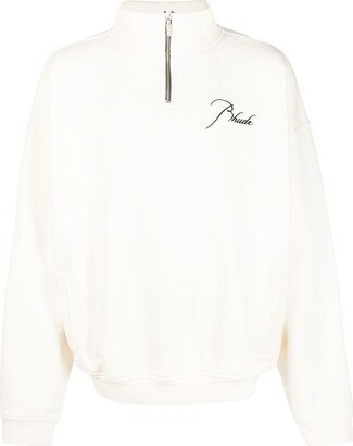 Logo-Embroidered Half-Zip Jumper-AB