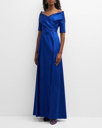 Off-Shoulder Portrait Gazar Gown