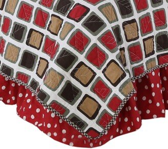 Cotton Tale Houndstooth Red and White Polka Dot 15 - in drop Bed Skirt