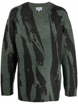 Abstract-Print Ribbed-Trim Jumper