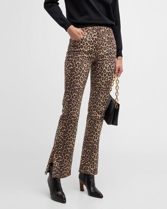 Sunset Cheetah-Print Split Hem Jeans