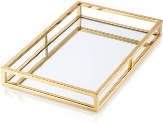Oblong Mirror Tray With Gold Walls-AA