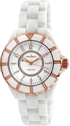 Swiss Ladies White Rose Gold Ceramic Watch PS4893WT