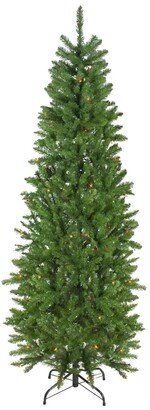 Northlight 6.5' Pre-Lit White River Fir Artificial Pencil Christmas Tree - Multi Lights