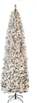 National Tree Company First Traditions 9' Acacia Flocked Tree with Clear Lights