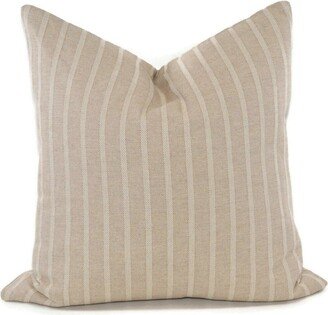 Tan/ Natural Stripe Throw Pillow Cover,, Beige Striped Ticking Modern Pillow, Farmhouse Decor