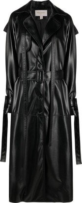 Black Faux-Leather Trench Coat