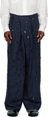 Navy Wide-Leg Trousers