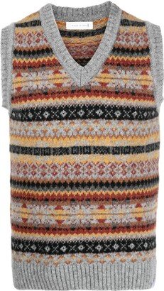 BURN TANK Fair Isle wool knitted vest-AA