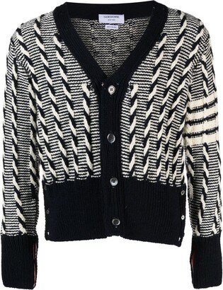 Twist V-neck cable-knit cardigan