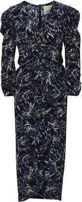 Albini Marble-Printed V-Neck Dress