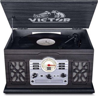 Victor Audio Victor Graphite State 7-In-1 Wood Music Center With Turntable And Bluetooth