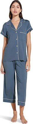 Gisele - The Cropped Pajama Set (Coastal Blue/Ice Blue) Women's Pajama Sets