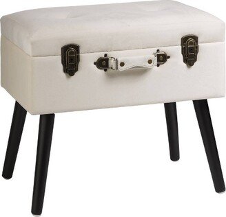 Velvet Upholstered Storage Stool with Black Legs