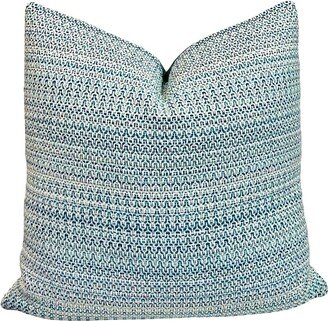 Blue Beige Geometric Texture Pillow Cover | Decorative Designer Throw