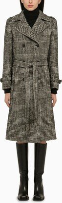 Houndstooth double-breasted wool coat-AA