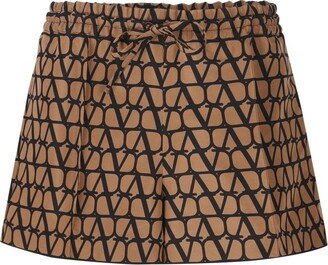 Graphic Printed Drawstring Shorts-AB