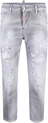 Distressed Low-Rise Cropped Jeans