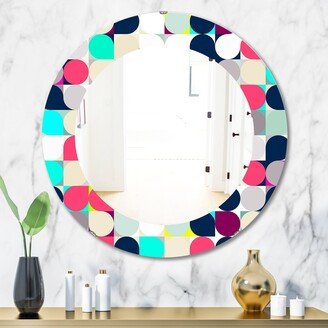 Designart 'Circular Dance 11' Printed Bohemian & Eclectic Oval or Round Wall Mirror - Blue