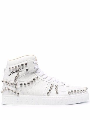 Crystal-Studded High-Top Sneakers