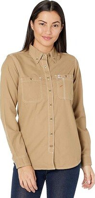 Flame-Resistant Force Relaxed Fit Long Sleeve Shirt (Dark Khaki) Women's Clothing