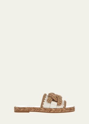 Raffia Chain Slide Sandals