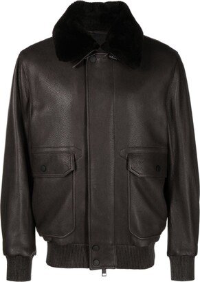 Detachable-Collar Leather Jacket