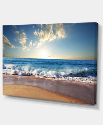 Designart Sea Sunset Seascape Photography Canvas Art Print - 32 X 16