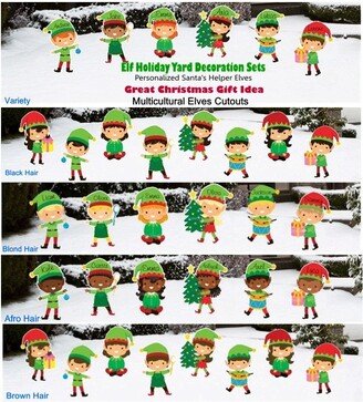 Elf Yard Decoration Signs, Personalized Elves Art, Outdoor, Indoor Christmas Lawn Decor, Holiday Cutouts, Custom Name Gift Idea For Grandkid