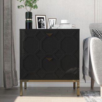 Wooden 2-Drawer Storage Nightstand